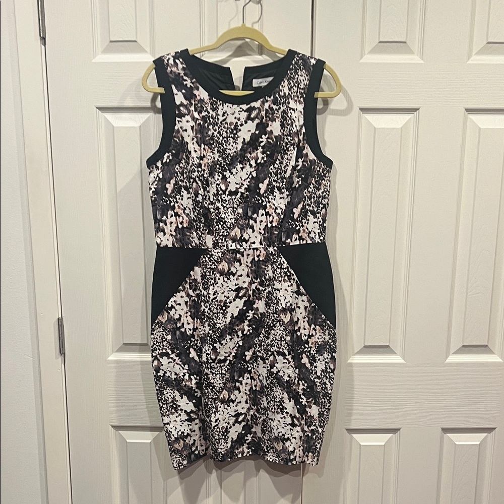 Calvin Klein Brand Black and White Patterned Dress